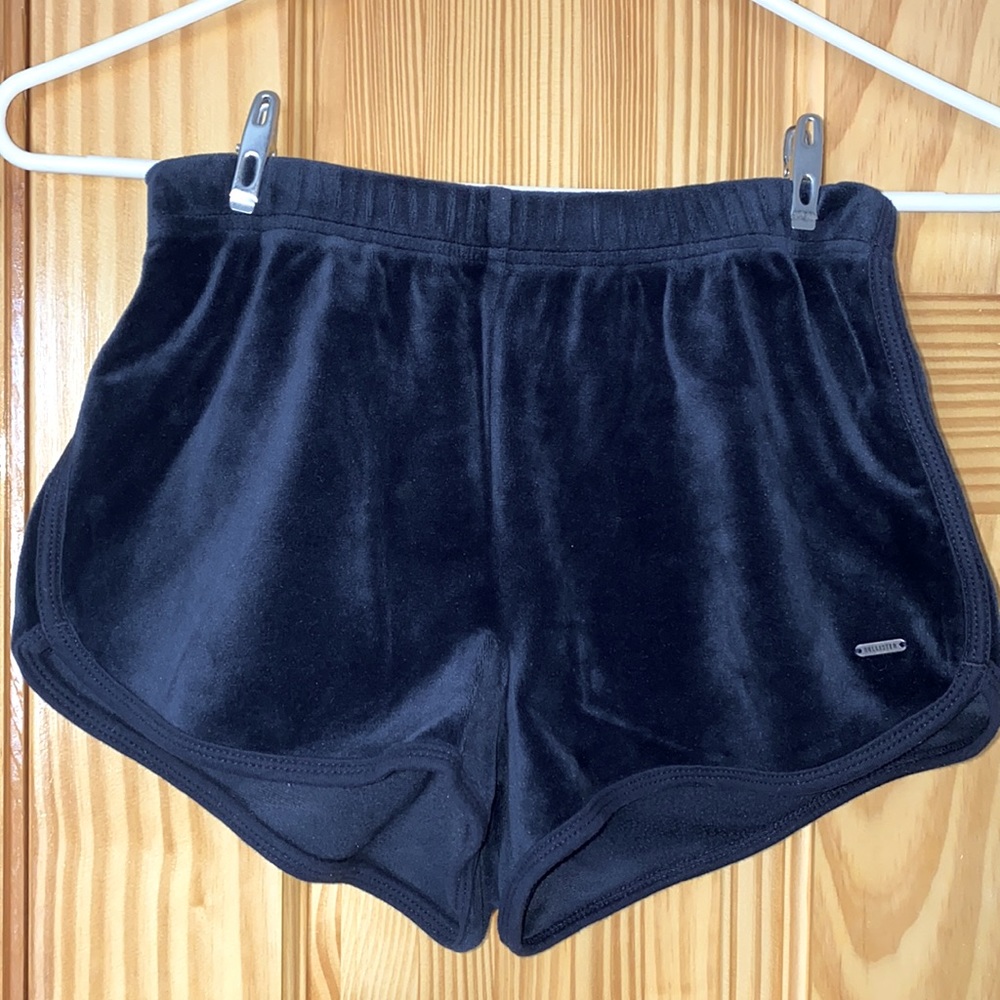 Navy Velour Short Shorts